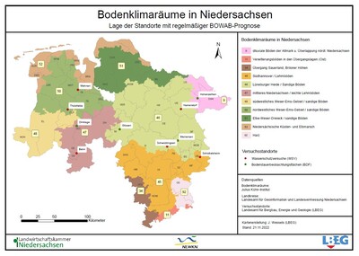 Bodenklimaräume für Niedersachsen